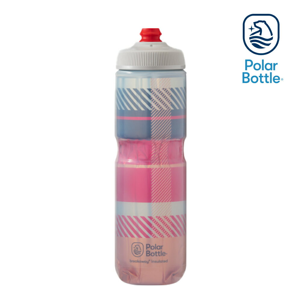 Polar Bottle 24oz 方格紋雙層保冷噴射水壺 Tartan 紅-橘 Red-Orange / 自行車 水壺 單車 保冷 噴射水壺