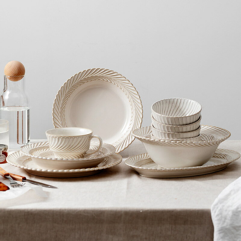 碗碟套裝家用輕奢日式陶瓷餐具碗盤組合北歐創意ins風飯碗菜盤子