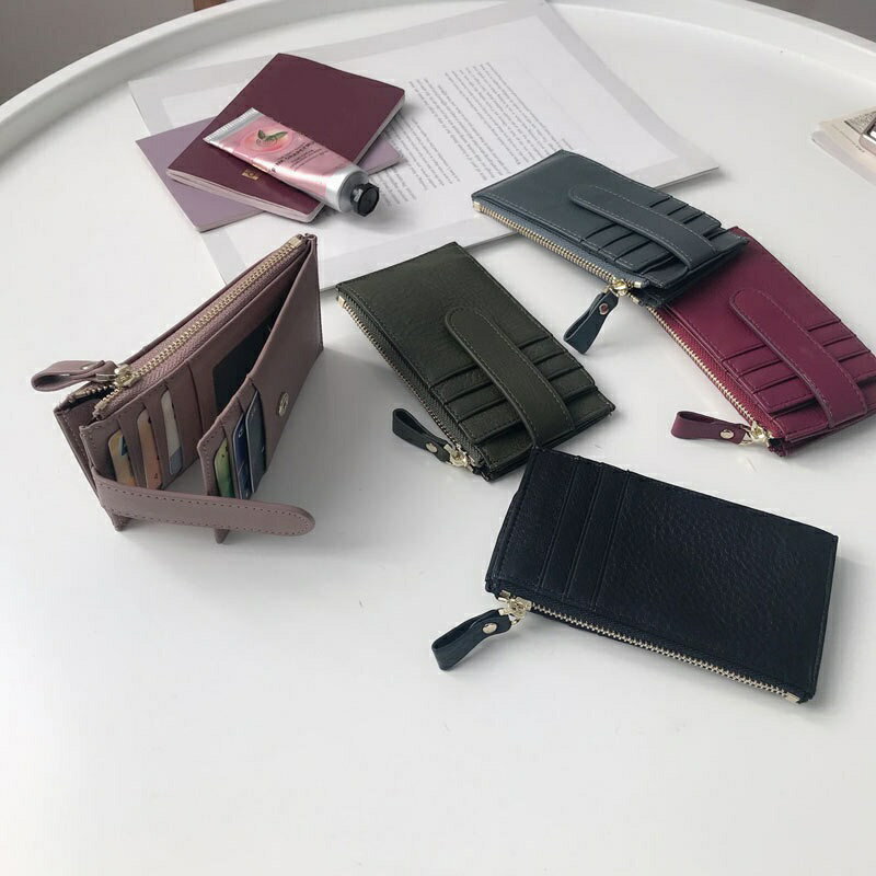 現貨+預購 卡夾真皮零錢包-超薄多卡位牛皮雙折男女包包5色74cd37【獨家進口】【米蘭精品】