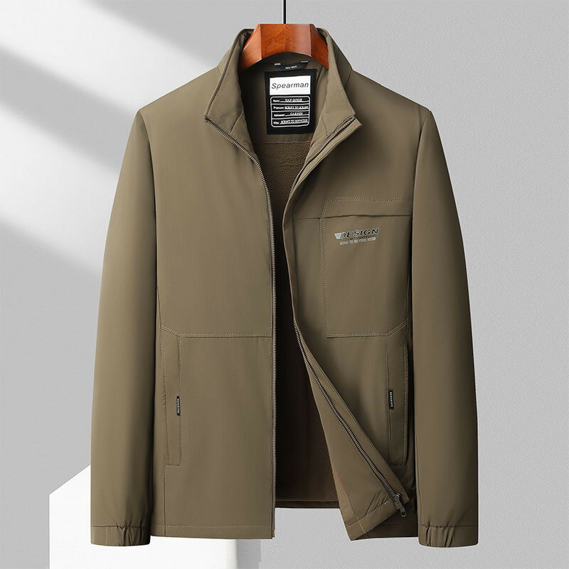 加絨外套休閒夾克-加厚保暖純色立領男外套3色74gr33【獨家進口】【米蘭精品】