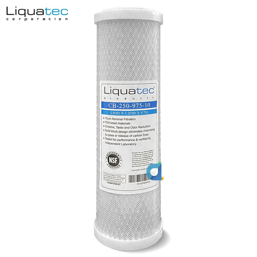 Liquatec NSF壓縮活性碳濾心 適用通用規格10英吋淨水器 RO逆滲透 大大淨水