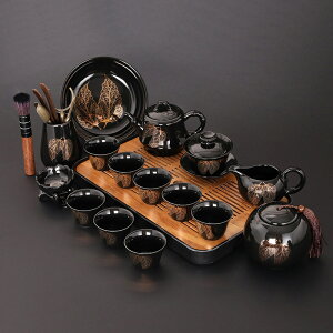 茶盤 木葉盞功夫茶具套裝家用客廳懶人自動泡茶器陶瓷干泡茶盤茶杯整套
