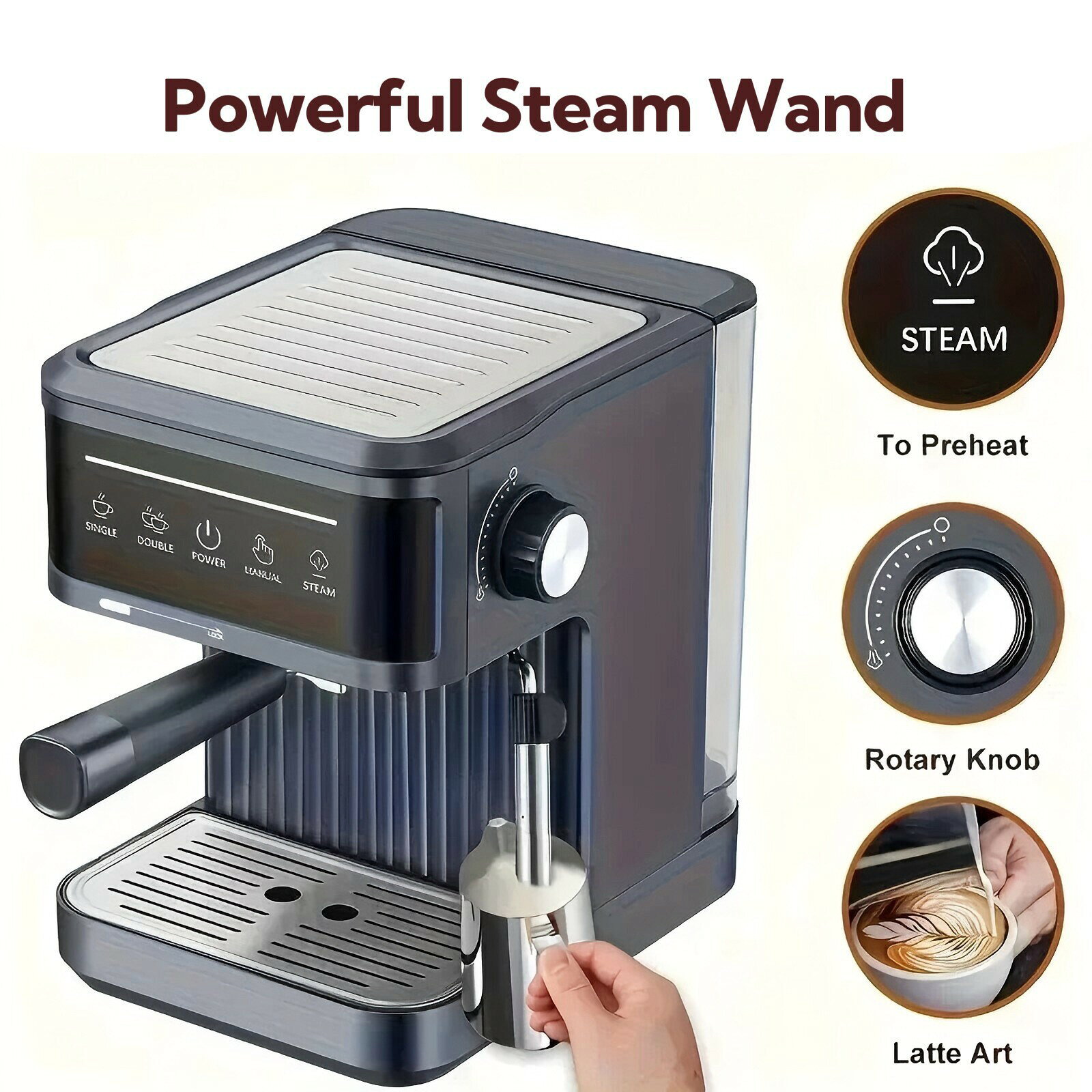跨境代發Coffee machine意式咖啡機20Bar家用高壓萃取濃縮打奶泡【宜家良品百貨】
