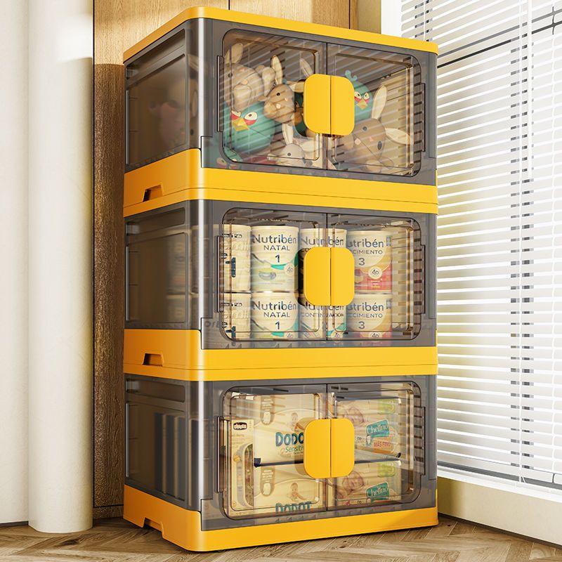 折疊箱免安裝開門式透明收納櫃收納箱家用衣物書本雜物儲物箱