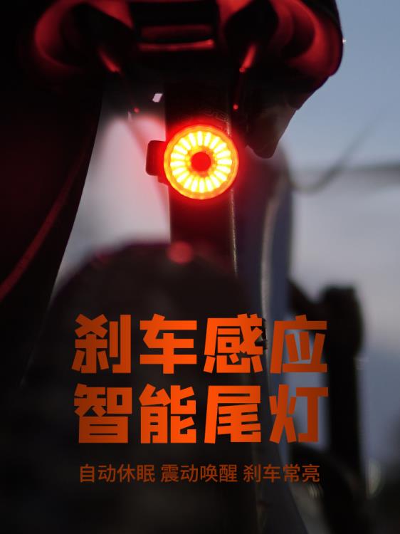 自行車燈尾燈剎車充電智慧感應山地車燈夜騎高亮騎行裝備單車配件 雙11全館免運