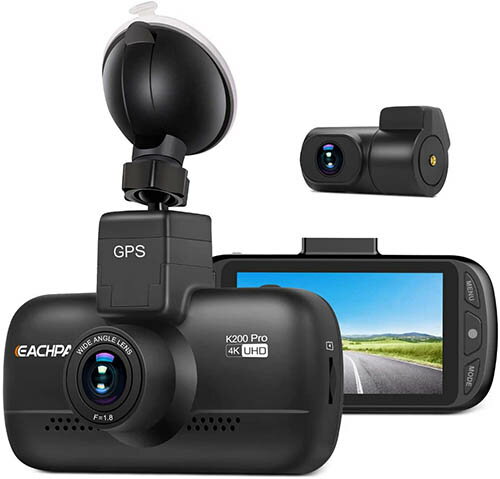 Eachpai【美國代購】4K行車記錄器 前後攝像頭WiFi GPS 3＂LCD 170°廣角Sony傳感器K200 Pro