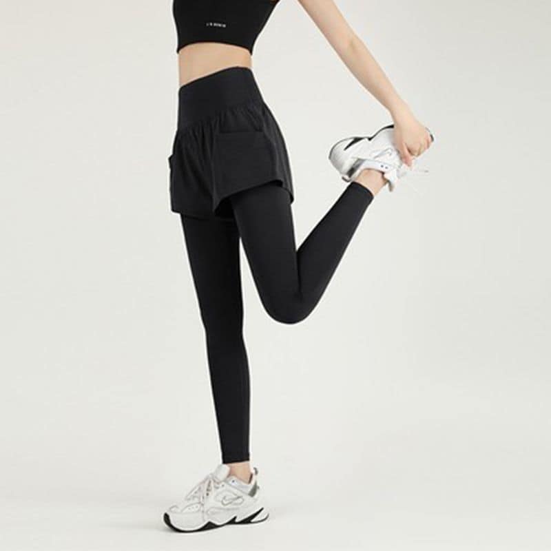 新款假兩件顯瘦遮臀運動褲 2