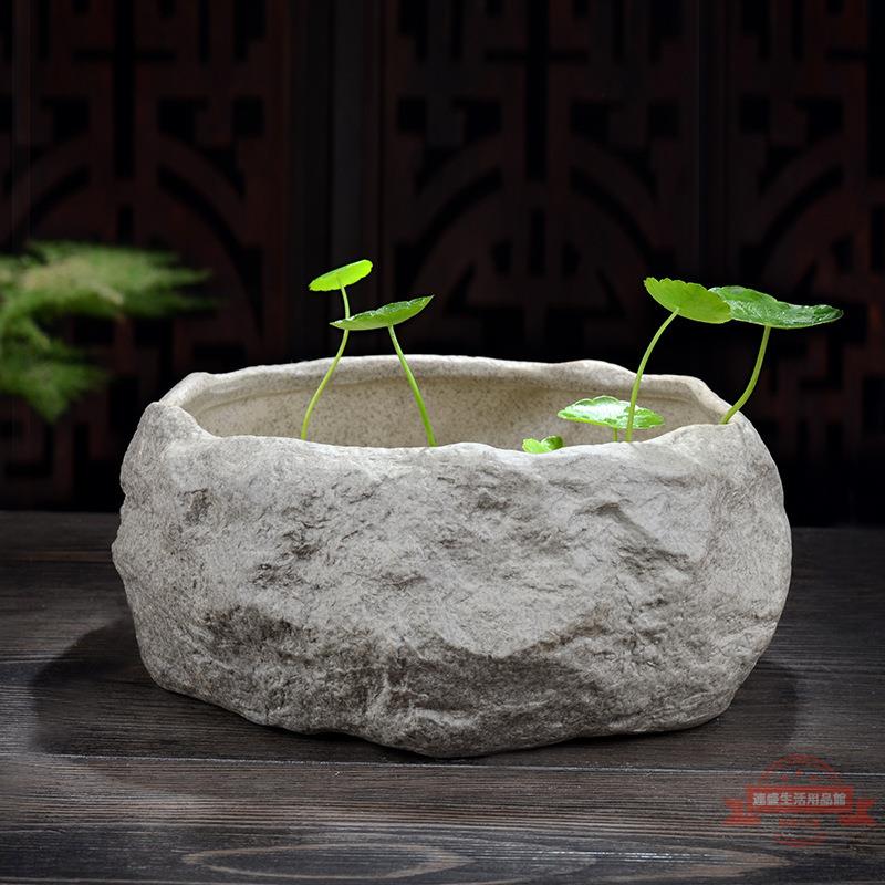 銅錢草花盆水仙盆睡蓮碗蓮無孔金錢陶瓷特價清倉水養水培多肉大號| 連盛