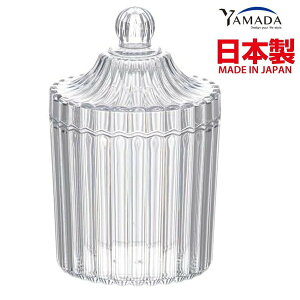 asdfkitty*日本製 YAMADA 透明圓筒型收納罐 棉花棒收納罐 置物罐-正版商品
