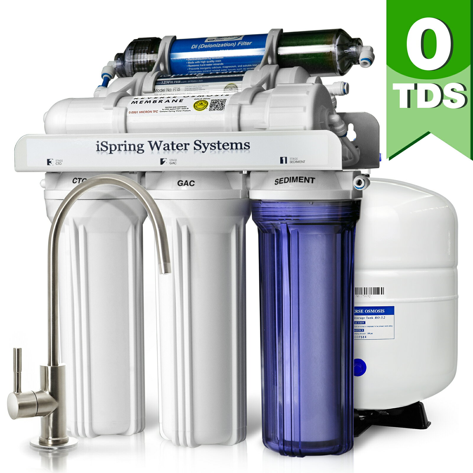 iSpring Water Systems iSpring 6stage 75GPD Reverse Osmosis RO Water Filter System with DI 