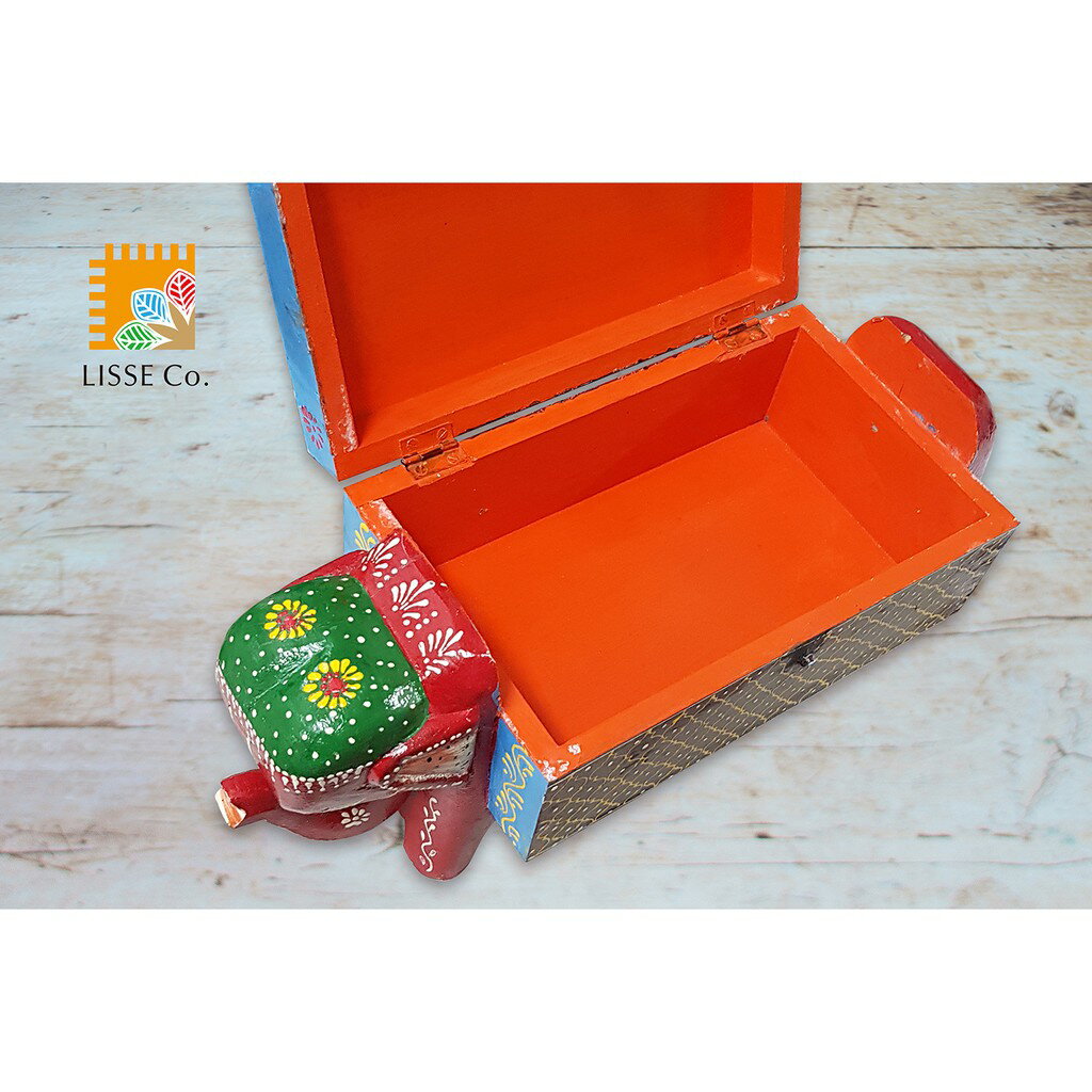 [綺異館] 印度手工木櫃 大象款 復古 純手工彩繪 實用小木盒 收納盒 收納櫃MA688
