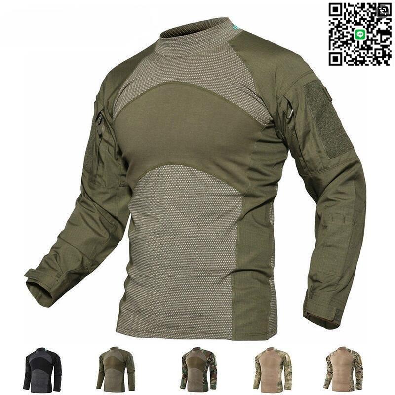 【千羽家居】【公司貨免運】戶外男士軍綠迷彩防撕裂作戰戰術T 卹長袖上衣迷彩遠足T卹速乾狩獵彩彈服裝