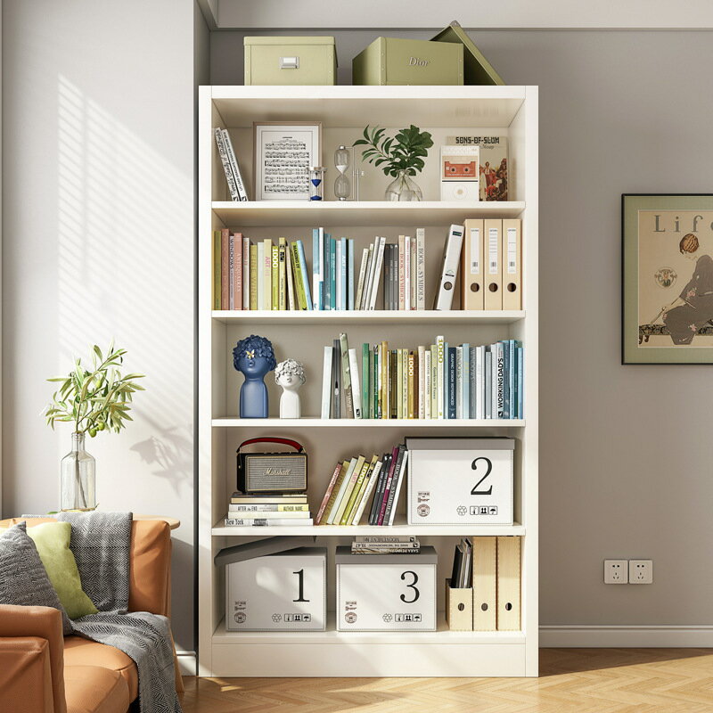 APP下單享點數9% 圖書館書柜書架落地客廳置物架臥室家用展示柜簡易白色吸納盒柜子