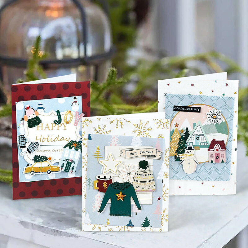 伊和諾DIY圣誕賀卡創意卡片手工制作材料包套裝6卡6封 SKC