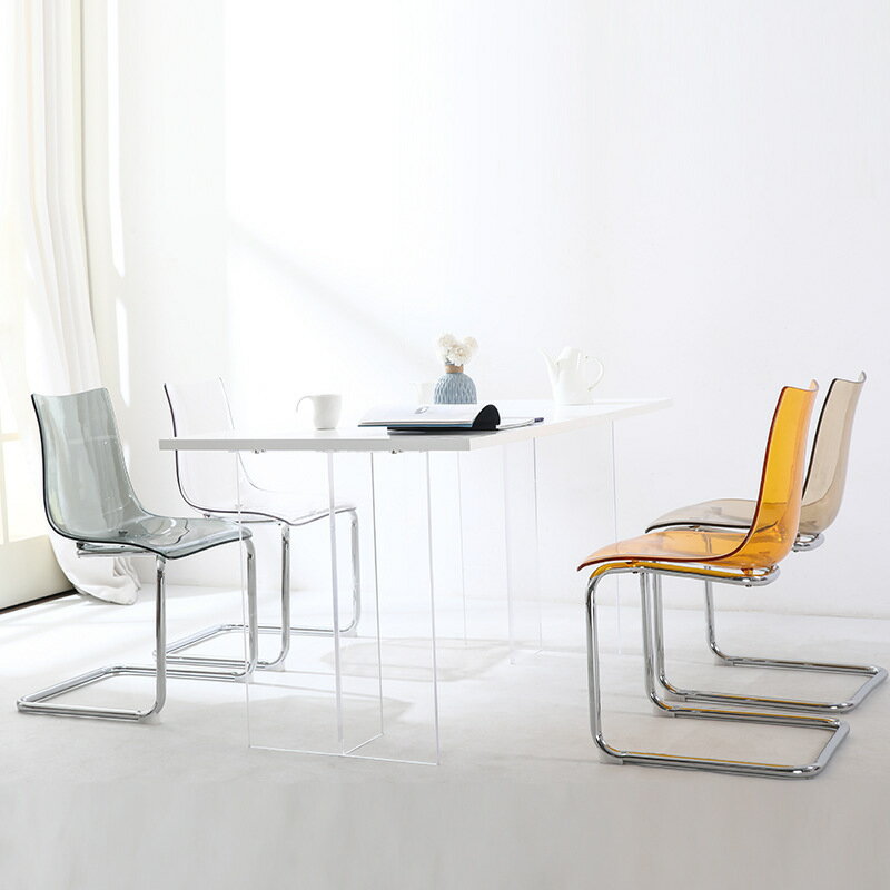 現代簡約透明椅子設計師亞克力托亞斯餐椅家用網紅創意靠背餐桌椅