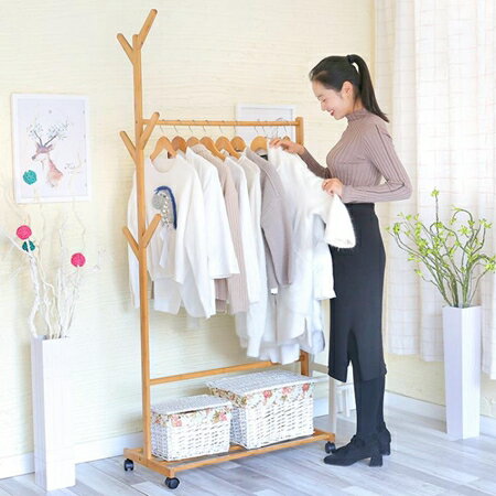 簡易衣帽架創意客廳掛衣架楠竹落地衣服架子臥室移動收納架xw 清涼一夏鉅惠