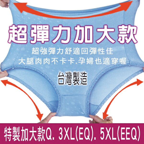 台灣製-超加大尺碼Q.3XL(EQ)5XL(EEQ)/輕柔材質/孕婦也可穿/高腰內褲/蕾絲內褲/女內褲/-唐朵拉 (302)