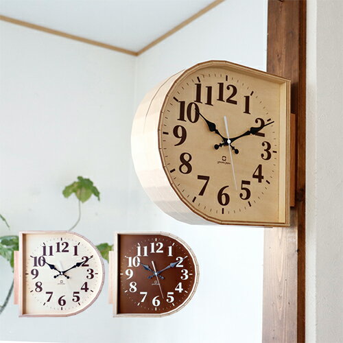日本代購 YAMATO 日本製 雙面時鐘 D型 壁掛 掛鐘 壁鐘 兩面 雙面鐘 復古 木製 木頭 工藝 雜貨