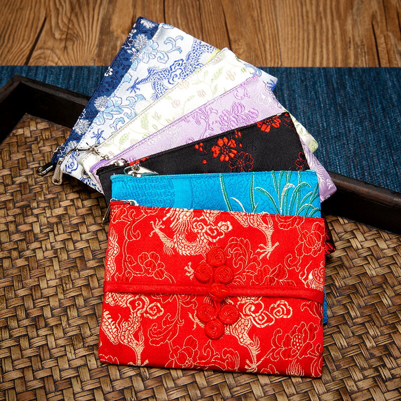中國風云錦織錦緞零錢包可放紙巾兩用絲綢收納包出國禮品送老外