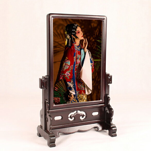 A4實木相框 12寸照片擺臺 畫框古裝照片雙面屏風復古婚紗寫真擺件
