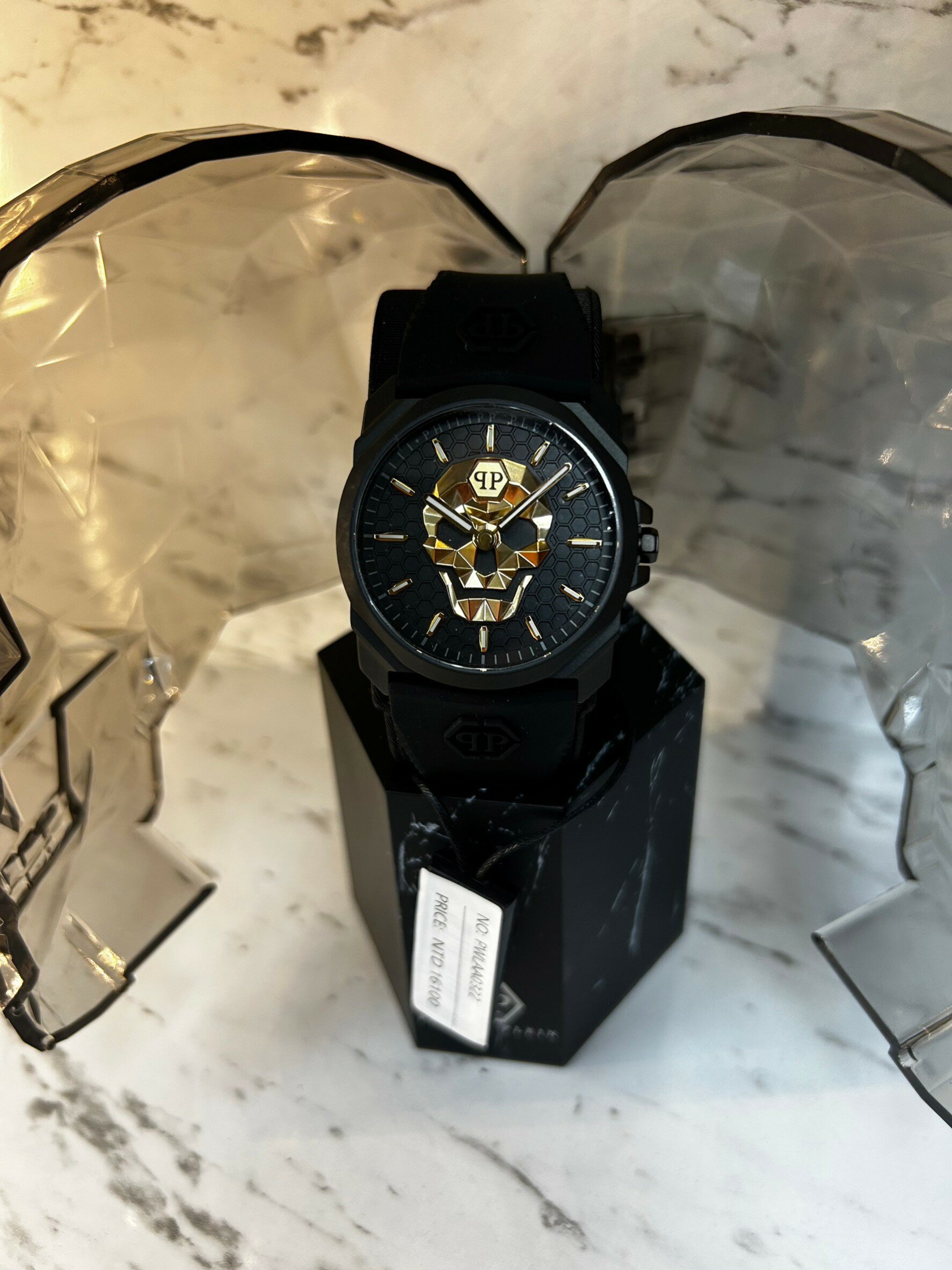 (3色可選)(Little bee小蜜蜂精品)Philipp Plein PP 石英錶 骷髏石英橡膠錶 原價16100