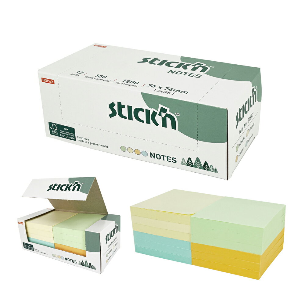 本月熱銷推薦 滿額再折【史代新文具】N次貼 61917 四色 FSC™可再貼便條紙/便利貼 (12本/盒)