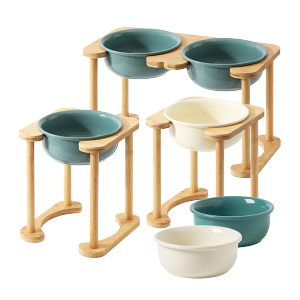 羅馬柱架陶瓷寵物碗 平架寵物碗 護頸碗架 加大碗架 單碗 雙碗 | 艾爾發寵物