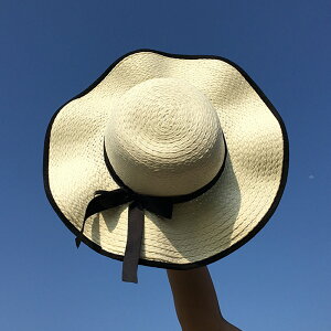✤宜家✤時尚夏日遮陽草帽 可折疊沙灘遮陽帽15