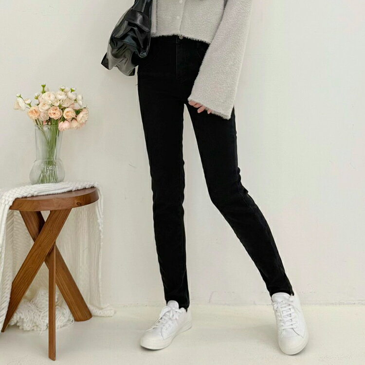 厚刷搖粒內刷微笑曲線牛仔褲(S-3L)【B370546】