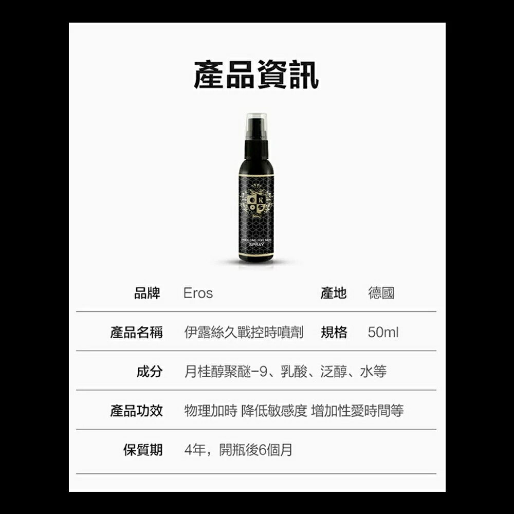 超值★ Eros Action 男士長效活力噴霧 50ml 老二保養 8