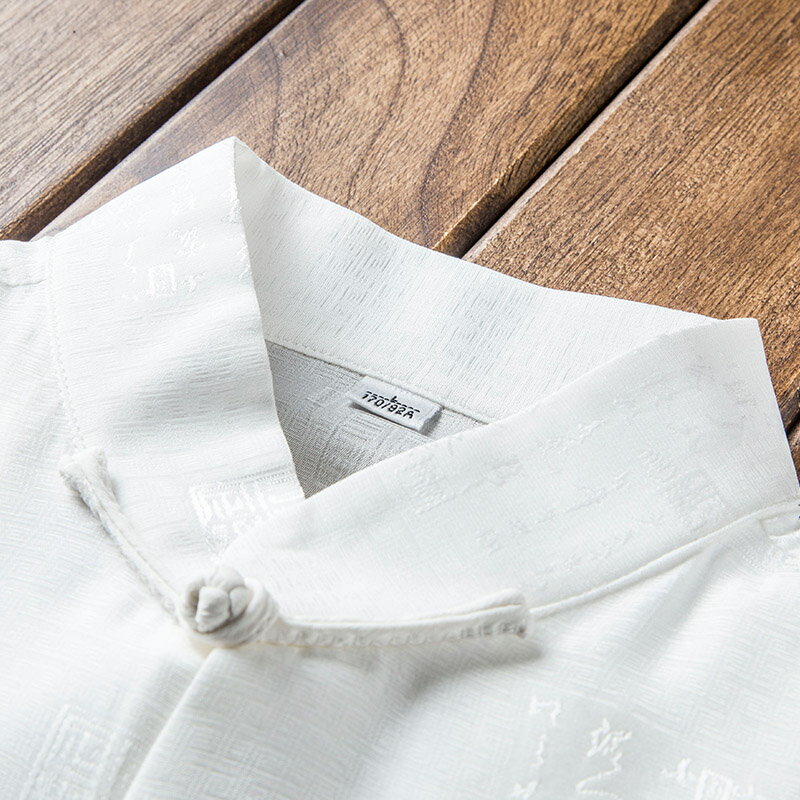 真絲唐裝男夏季桑蠶絲綢緞套裝中式男裝爸爸爺爺太極服中國風上衣 2