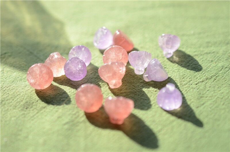 天然粉晶半寶石草莓晶紫水晶黃玉髓蓮蓬扣diy耳飾手工飾品配件