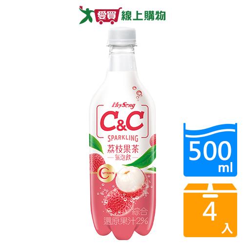 黑松汽水C&C氣泡飲荔枝茶500MLx4【愛買】