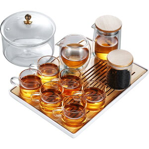 遠舍透明玻璃茶具套裝家用功夫茶杯日式簡約辦公室會客茶壺小茶盤