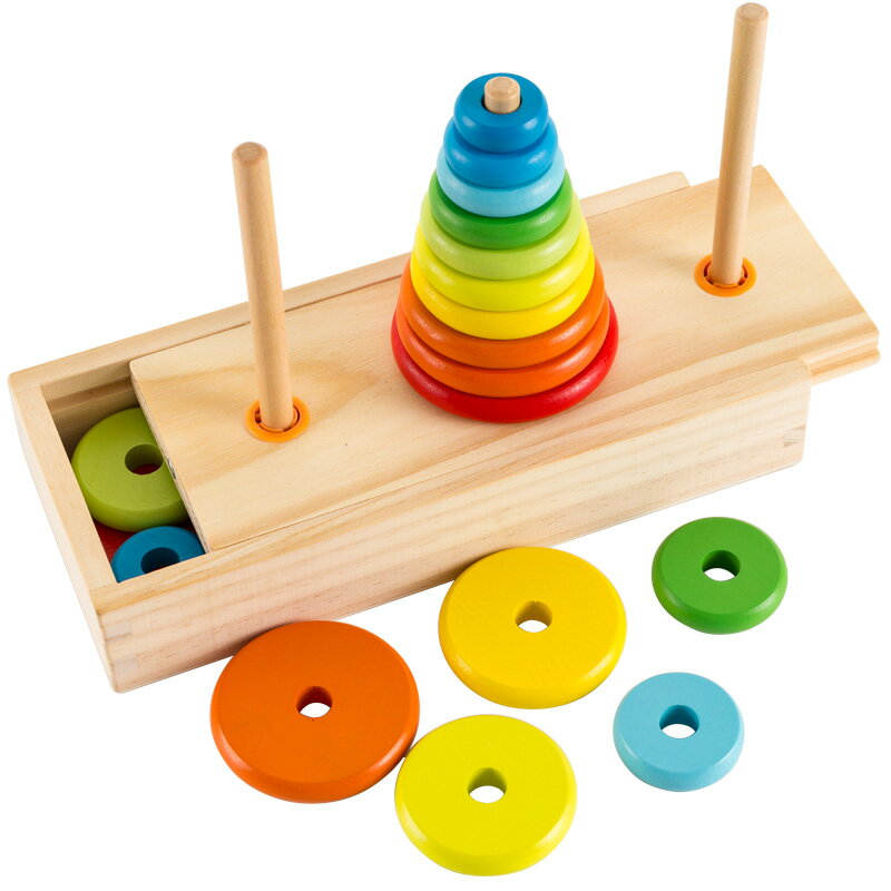 兒童羅塔玩具 10層漢諾塔 木製小學生兒童3-8歲十益智漢羅塔玩具比賽專用漢若塔【MJ194277】