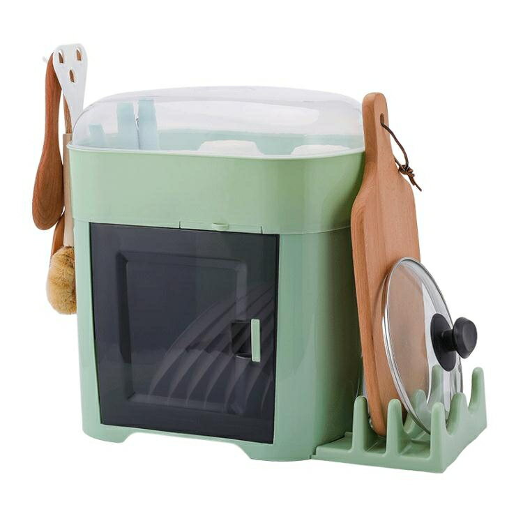 廚房碗架碗筷收納盒放碗碟瀝水收納架二層帶蓋家用置物架塑料碗櫃