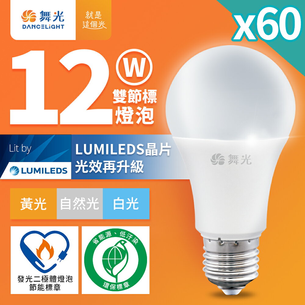 【DanceLight 舞光】60入組 12W LED節標燈泡 環標燈泡 2年保固(LED-E2712D-EG/LED-E2712W-EG/LED-E2712N-EG)