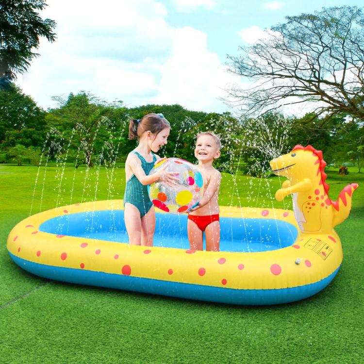 充氣泳池 夏季戶外戲水玩具 充氣恐龍噴水池兒童庭院娛樂灑水水池 游泳池【摩可美家】