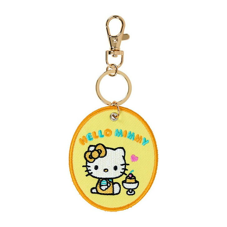 【震撼精品百貨】Hello Kitty 凱蒂貓~日本三麗鷗sanrio Mimmy kitty刺繡布鑰匙圈-2025角色大賞*48728