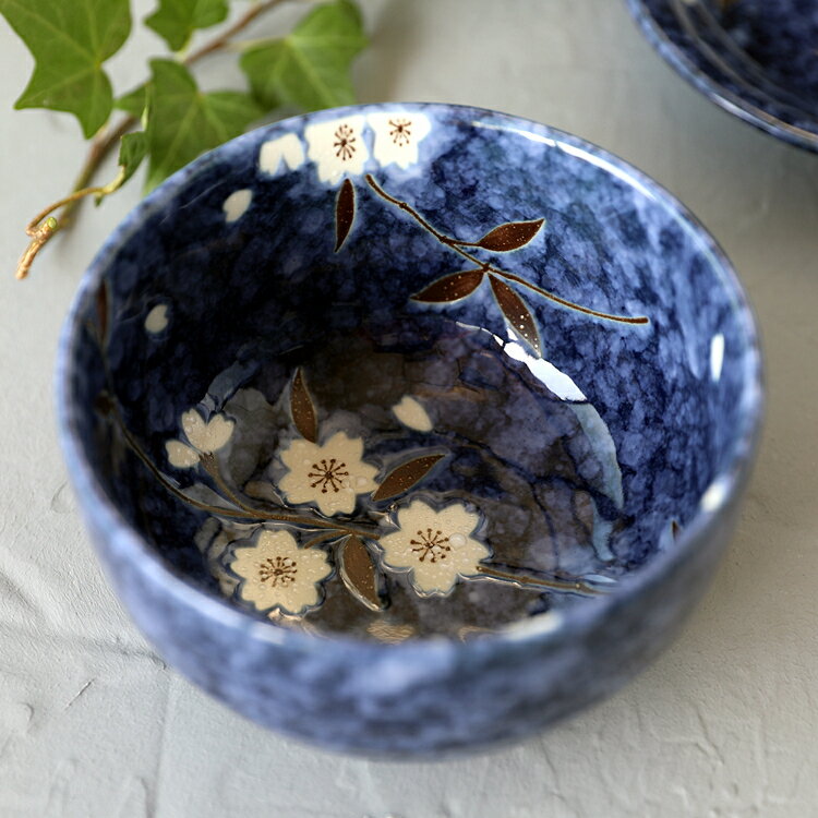 日本進口陶瓷餐具藍繪變櫻花多用碗飯碗粥碗小號麵碗甜品碗骨碟