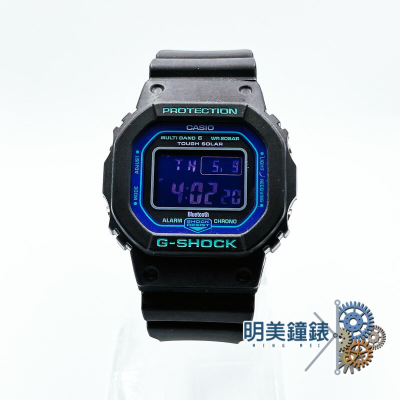 ◆明美鐘錶眼鏡◆CASIO 卡西歐/G-SHOCK/GW-B5600BL-1/經典造型太陽能藍芽運動腕錶/霓虹紫/特價優惠