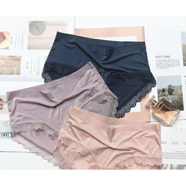 ✨台灣現貨📦  女士冰絲內褲 蕾絲 性感 透明 無痕 中腰 透氣 抗菌 純棉 少女 三角褲 #丹丹悅生活 1