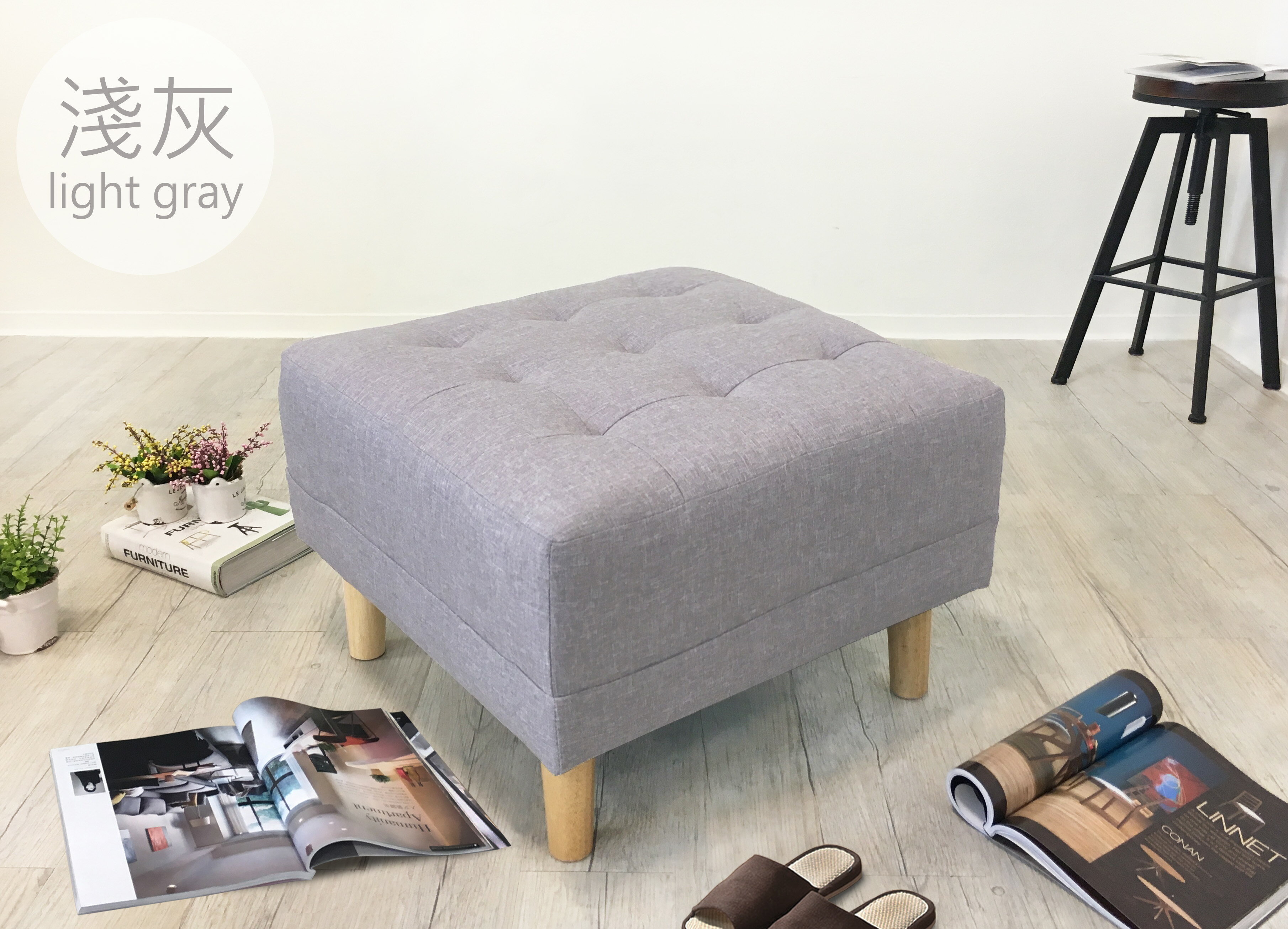 《戴納》 椅凳 灰色 玄關凳 腳椅 現代 簡約 L型沙發 三人沙發 三色 【新生活家具】 6