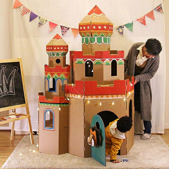 遊戲屋 寶堡樂紙板殼帳篷室內diy兒童手工游戲屋瓦楞紙城堡玩具房子紙箱 城市科技DF