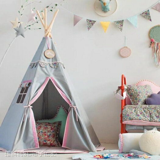 兒童帳篷 女孩兒童帳篷ins公主游戲房北歐寶寶玩具床布藝印第安小木屋 室內MKS 維科特3C