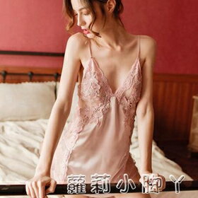 性感睡衣女士冰絲睡裙騷短吊帶睡袍套裝蕾絲露背情趣睡裙 非質量問題不退換貨 年終鉅惠 可開發票