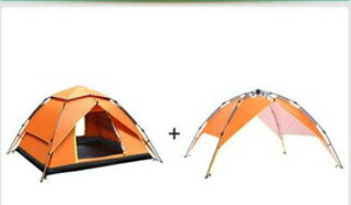 戶外野營帳篷3-4人加厚防雨 2雙人家庭露營全自動二室一廳HRYC五一特惠