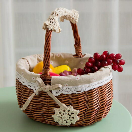 野餐籃水果籃藤編購物收納籃編織小籃子手提 年終鉅惠 可開發票