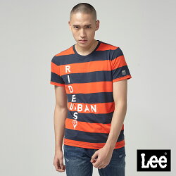 Lee 條紋UR短袖圓領TEE/UR橙紅色
