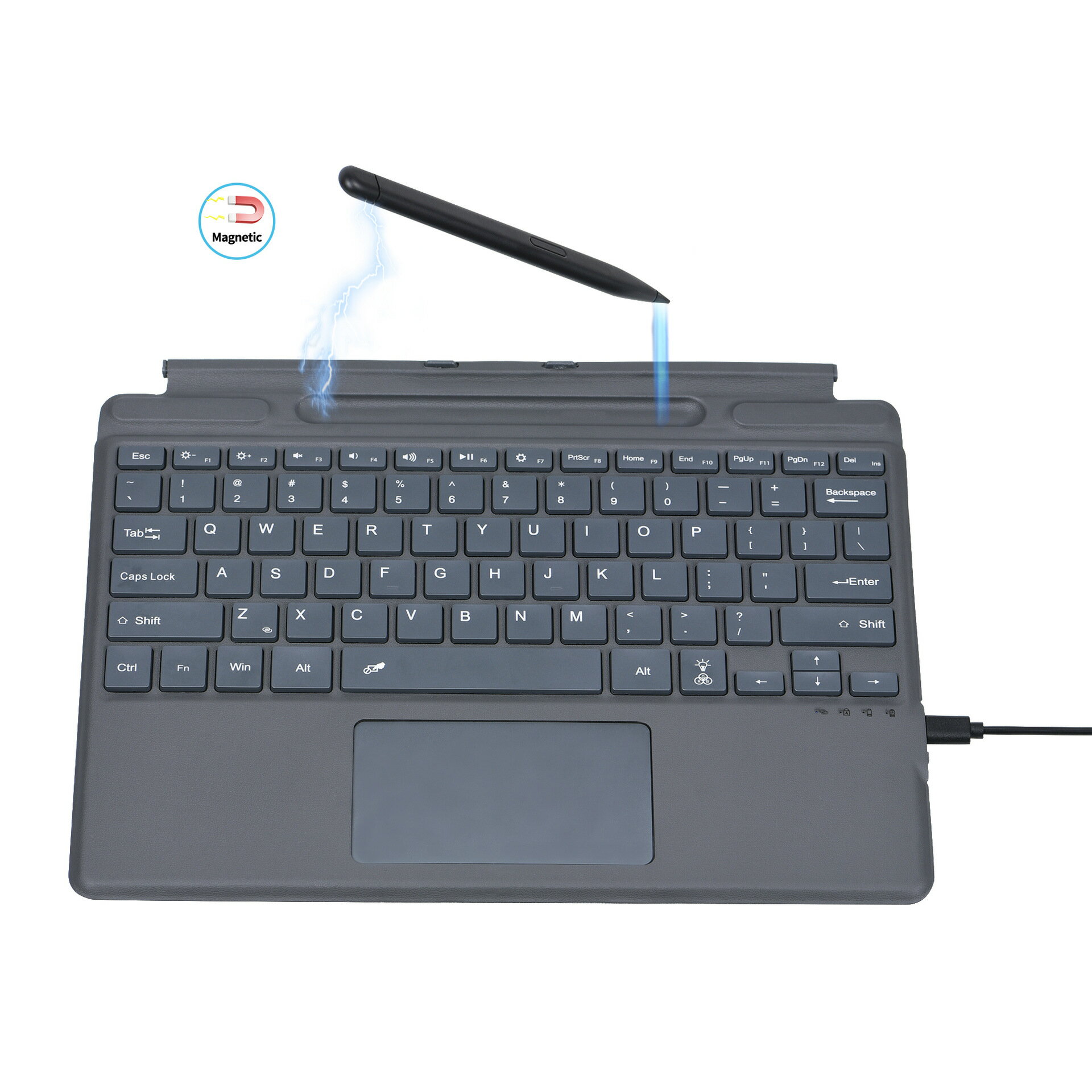 適用微軟surfacepro345678藍芽GO123鍵盤七彩發光觸控PROX